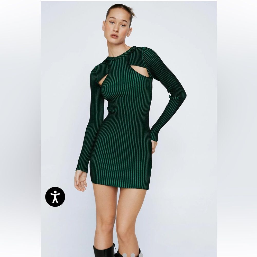 NWT Nasty Gal Knit Cut Out Long Sleeve Mini Dress size M